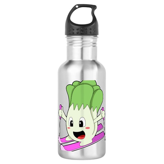 Lettuce as Skier with Ski 710 Ml Water Bottle (Front)