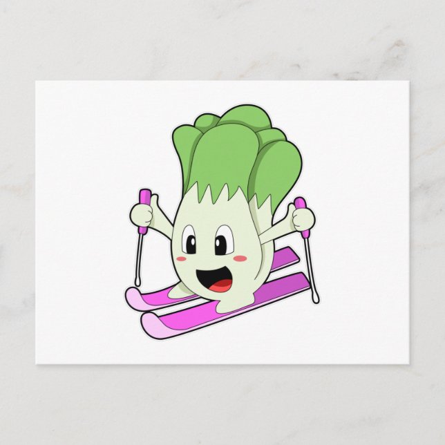 Lettuce as Skier with Ski Postcard (Front)