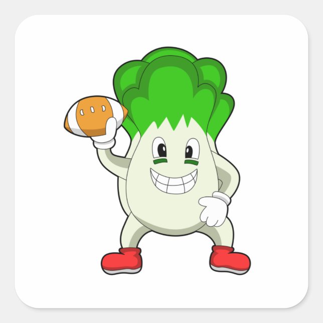 Lettuce at Football Sports Square Sticker (Front)