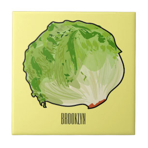 Lettuce cartoon illustration  ceramic tile