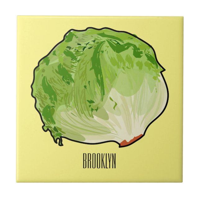 Lettuce cartoon illustration  ceramic tile (Front)