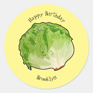Lettuce cartoon illustration  classic round sticker