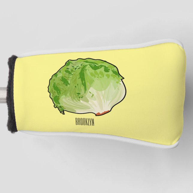 Lettuce cartoon illustration  golf head cover (Front)