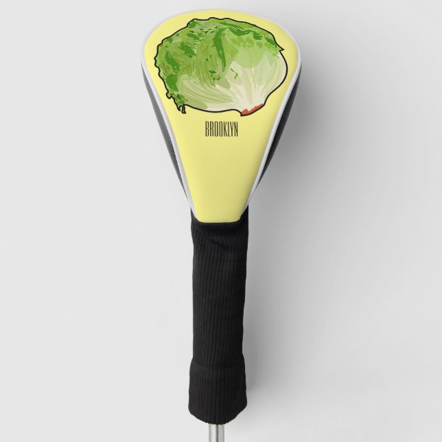 Lettuce cartoon illustration  golf head cover (Front)