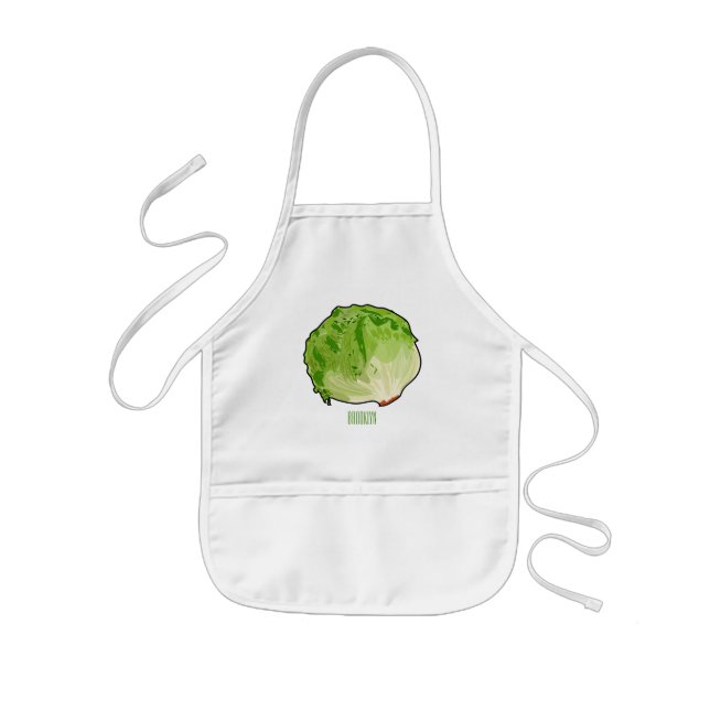 Lettuce cartoon illustration  kids apron (Front)