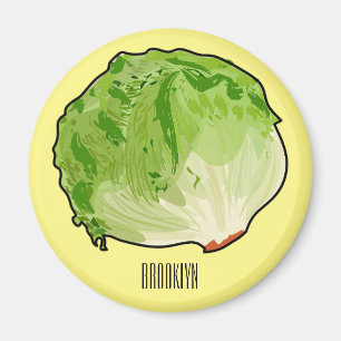 Lettuce cartoon illustration magnet