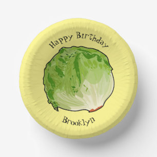 Lettuce cartoon illustration  paper plate