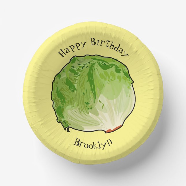 Lettuce cartoon illustration  paper plate (Front)