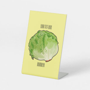 Lettuce cartoon illustration  pedestal sign