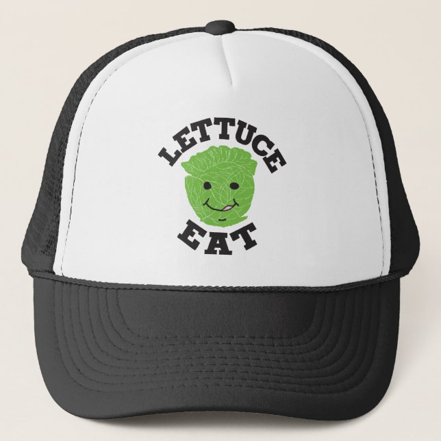 Lettuce Eat Funny Quotes Art Lettuce Art Design Trucker Hat (Front)