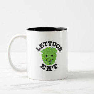 Lettuce Eat Funny Quotes Art Lettuce Art Design Two-Tone Coffee Mug