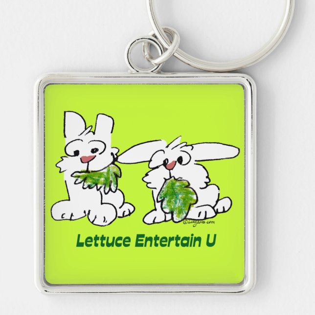 Lettuce Entertain U Cartoon Rabbits Key Ring (Front)