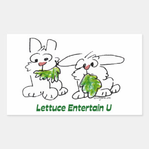 Lettuce Entertain U Cartoon Rabbits Rectangular Sticker