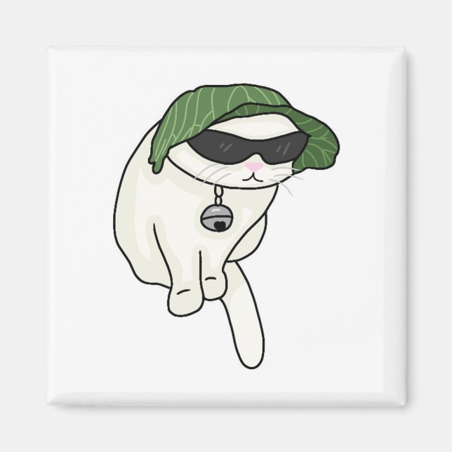 Lettuce hat cat meme magnet (Front)