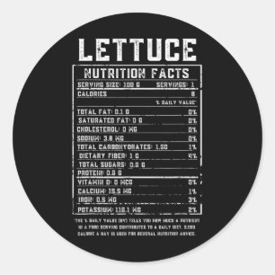 Lettuce Nutrition Facts Thanksgiving Food Hallowee Classic Round Sticker