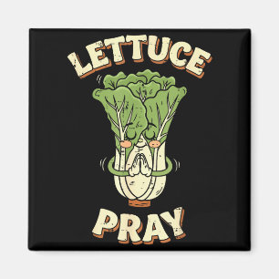 Lettuce Pray Vegetable Pun Cute Faith Humor Men Wo Magnet