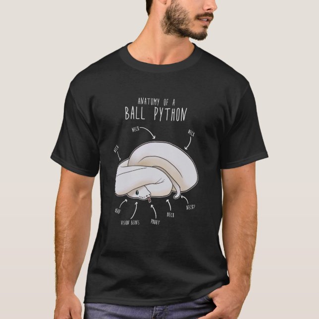 Leucistic Ball Python Anatomy White Snake Funny Cu T-Shirt (Front)