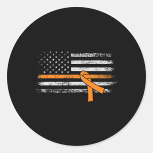 Leukaemia Awareness American Flag Classic Round Sticker