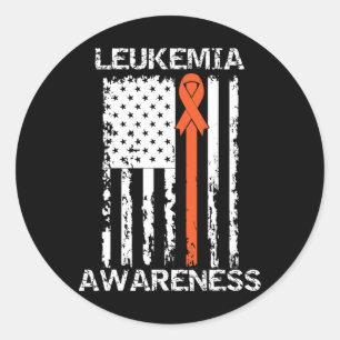 Leukaemia Awareness American Flag Orange Ribbon Classic Round Sticker