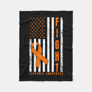 Leukaemia awareness american flag orange ribbon fleece blanket