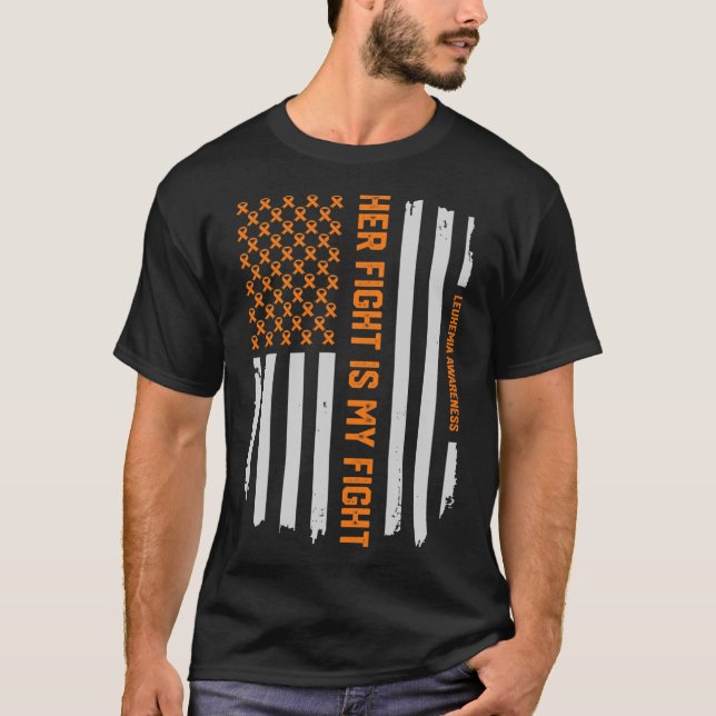 Leukaemia Awareness American Flag Tee Gift  (Front)