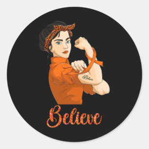 Leukaemia Awareness Believe Classic Round Sticker