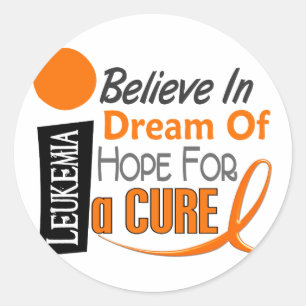 Leukaemia Awareness BELIEVE DREAM HOPE Classic Round Sticker