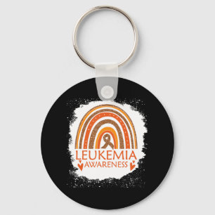 Leukaemia Awareness Bleached Rainbow Orange Ribbon Key Ring