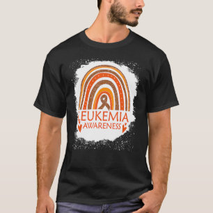 Leukaemia Awareness Bleached Rainbow Orange Ribbon T-Shirt
