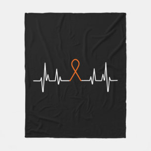 Leukaemia Awareness Blood Cancer Orange Ribbon Hea Fleece Blanket