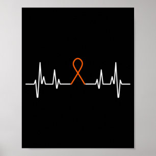 Leukaemia Awareness Blood Cancer Orange Ribbon Hea Poster