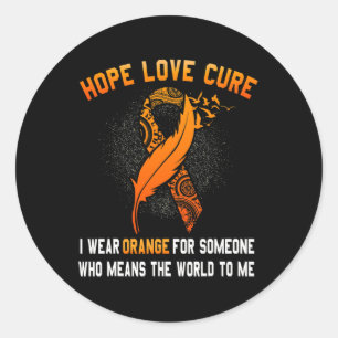Leukaemia Awareness Cancer Orange Ribbon Family Su Classic Round Sticker