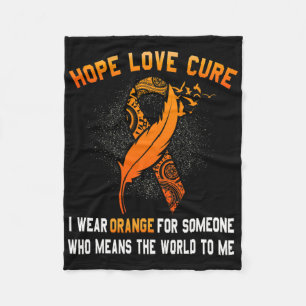 Leukaemia Awareness Cancer Orange Ribbon Family Su Fleece Blanket