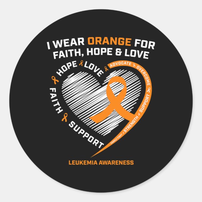 Leukaemia Awareness  Faith Hope Love Leukaemia Awa Classic Round Sticker (Front)