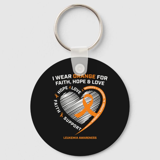 Leukaemia Awareness  Faith Hope Love Leukaemia Awa Key Ring (Front)
