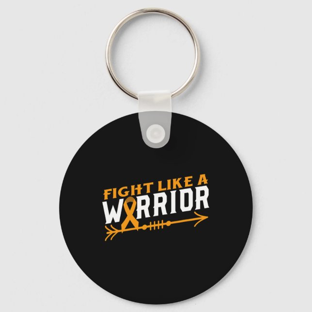 Leukaemia Awareness Fight Like A Warrior Blood Can Key Ring (Front)