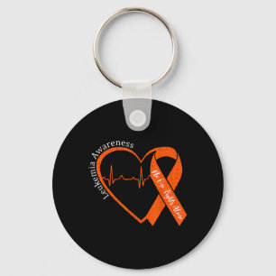 Leukaemia Awareness Heart Orange Support Men Women Key Ring