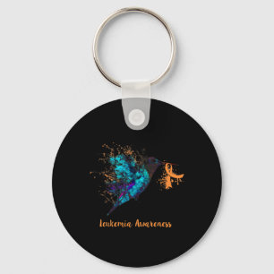 Leukaemia Awareness Hummingbird Orange Ribbon Wate Key Ring