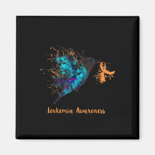 Leukaemia Awareness Hummingbird Orange Ribbon Wate Magnet