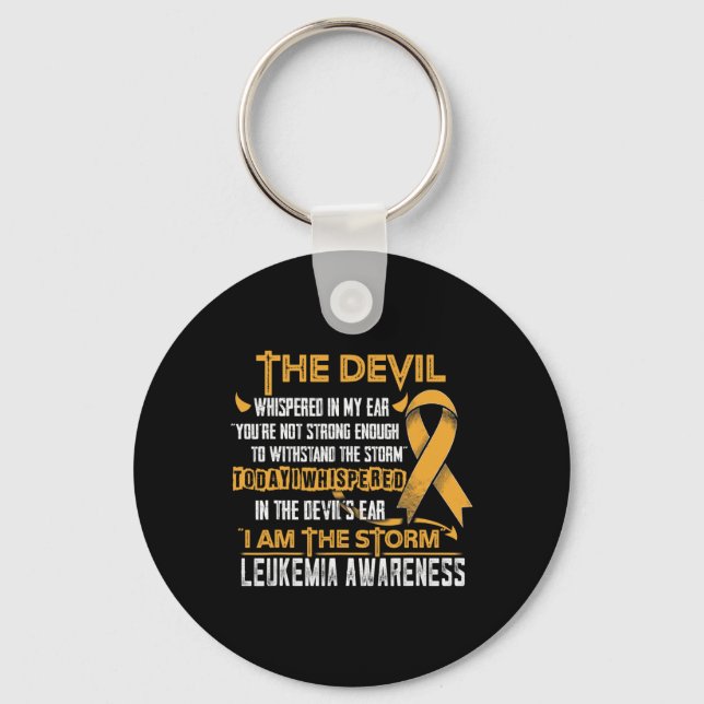 Leukaemia Awareness I am the Storm Devil  Key Ring (Front)