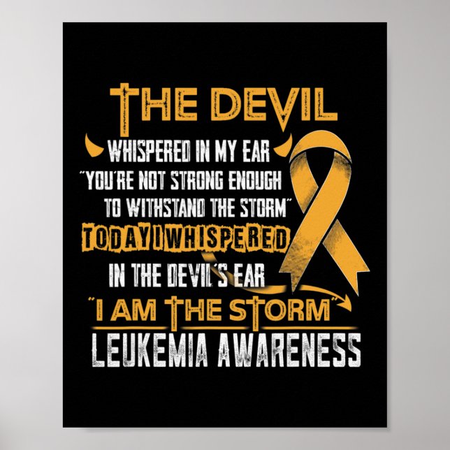 Leukaemia Awareness I Am The Storm Devil  Poster (Front)