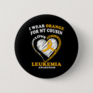 Leukaemia Awareness - I Wear Orange For My Cousin 6 Cm Round Badge