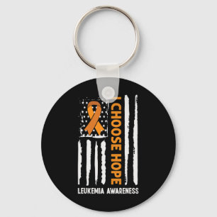 Leukaemia Awareness Leukaemia Cancer USA Flag Oran Key Ring