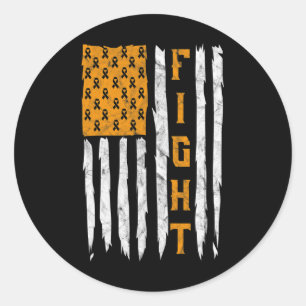 Leukaemia Awareness Month American Flag Blood Canc Classic Round Sticker