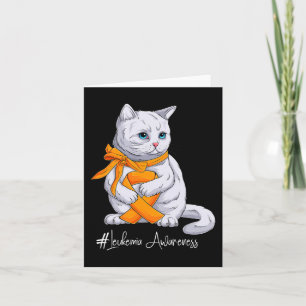 Leukaemia Awareness Month Orange Ribbon Cat Card