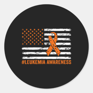 Leukaemia Awareness Month Orange Ribbon Usa Americ Classic Round Sticker
