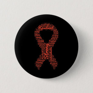Leukaemia Awareness Month Orange Ribbon With Words 6 Cm Round Badge