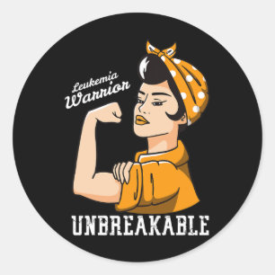 Leukaemia Awareness Month Woman Unbreakable Warrio Classic Round Sticker
