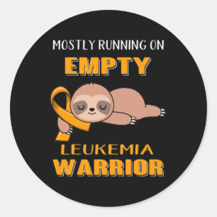 Leukaemia Awareness Mostly Running On Empty Warrio Classic Round Sticker