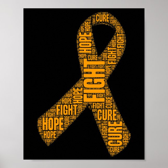Leukaemia Awareness Orange Fight Hope Cure Ribbon  Poster (Front)